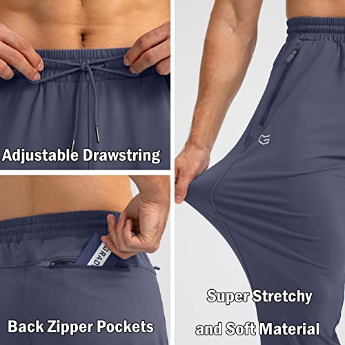 G Gradual Men's Sweatpants with 3 Zipper Pockets – Large Dusty Blue Joggers