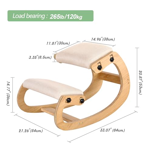 Predawn White Oak Ergonomic Kneeling Chair with Adjustable Height & Thick Cushions