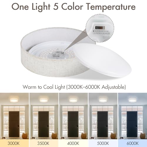 LED Ceiling Light Fixture 13 Inch Set of 2 - Dimmable Modern Flush Mount Low Profile