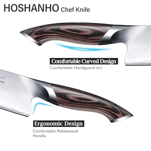HOSHANHO 8-Inch Japanese High Carbon Steel Chef's Knife - Ultra Sharp, Ergonomic Handle