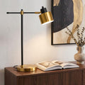 Black and Gold Modern Desk Lamp with Adjustable Reading Light - Metal Table Light for Home Office & Living Room