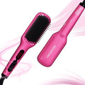 MEGAWISE Rose Red Ceramic Ionic Hair Straightener Brush - Fast Heating, Anti-Scald