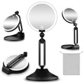 Lighted Makeup Mirror 40X Magnification Foldable Dual-Sided - Black