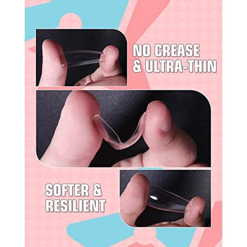 Gelike EC Medium Square Soft Gel Full Cover Tips Kit with 6 in 1 Nail Glue Gel