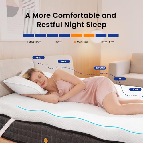 Czpalo Twin XL 3-Inch Cooling Gel Memory Foam Mattress Topper with Removable Cover