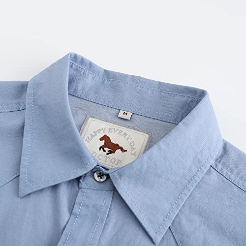 Men's Light Blue Denim Western Cowboy Pearl Snap Shirt Large - Casual Workwear