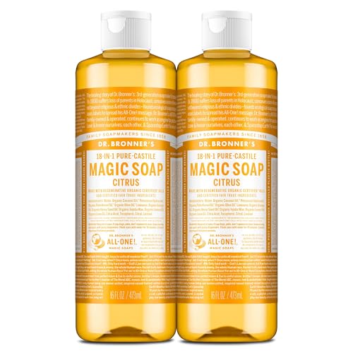 Dr. Bronner's Citrus Castile Liquid Soap 16 oz Pack of 2 - Natural Body Wash