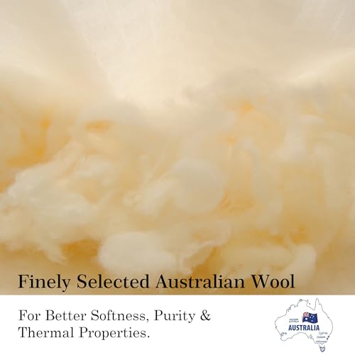 Lightweight Wool Comforter Twin 68x88 Inches - White, Summer Bedding with 120gsm Australian Wool