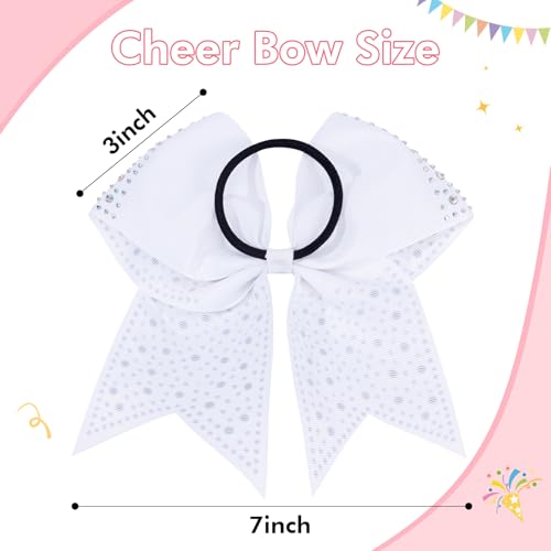 Cheerleader Hair Bows Set - Black Glitter Rhinestone Cheerleading Hair Accessories, 10 Pack, 7-inch