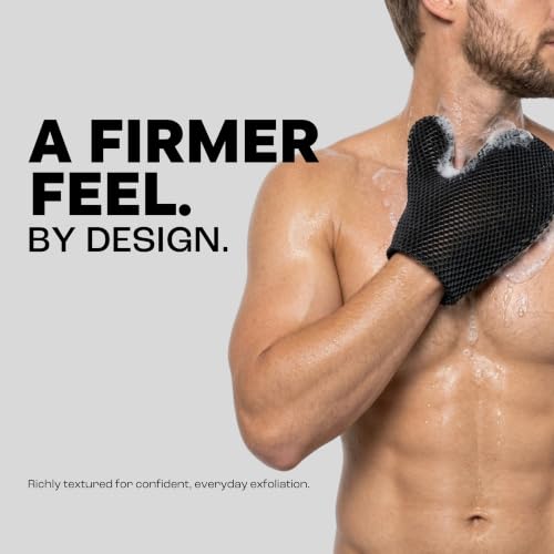 SMEAGOLORIYA Black Exfoliating Bath Mitt – Honeycomb Body Scrubber, Deep Massage Gloves (Large)