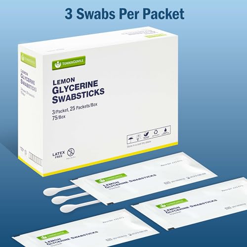 Lemon Glycerin Mouth Swabs for Elderly - 150 Count, Moisturizes & Refreshes Dry Mouths, 2 Pack