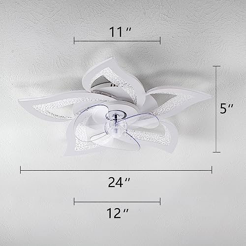 Yfrest 24-Inch White Ceiling Fan with Lights Remote Control, 6 Speeds & 3 Light Colors