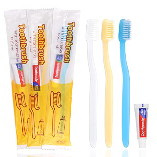 120 Pack Disposable Toothbrushes with Mini Toothpaste - Individually Wrapped, Soft Bristles, Travel-Ready