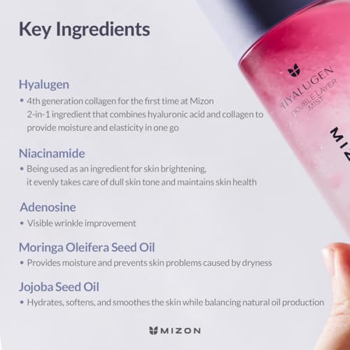 MIZON Hyalugen Moisturizing Facial Mist with Hyaluronic Acid & Collagen 3.38oz
