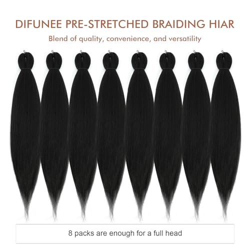 Pre-Stretched Braiding Hair - 40 Inch 8 Packs Natural Black Yaki Texture for Twist and Box Braids - Variation of 40 Inch (Pack of 8) / 1B
