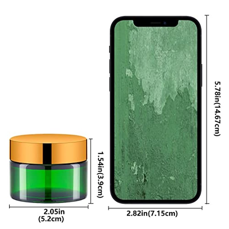 1 Oz Green Round Glass Jars with Inner Liners and Gold Lids(24PCS) Empty Cream Containers Refillable Cosmetic Vials for Cosmetics, Lotions, Ointment, Body Scrubs & Balms