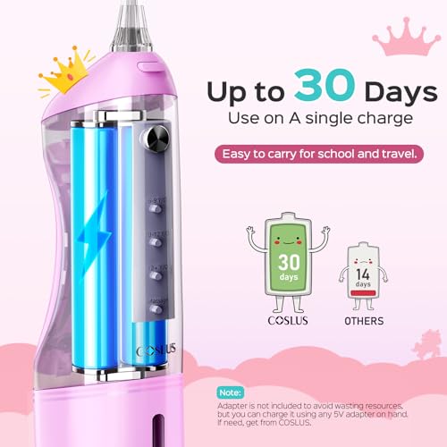 Kids Water Flosser for Oral Care - Safe Gentle 6+ Pink Purple Variation