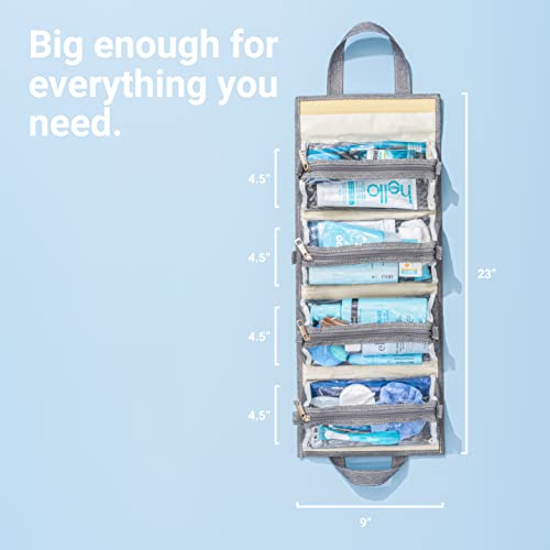 Travel Makeup Bag with Removable Compartments & Hanging Hook - Organize Cosmetics & Personal Care
