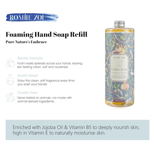 ROMIIE ZOI Foaming Hand Soap Refill, Golden Pear, Gentle & Moisturizing Formula, 1 L/ 33.8 FL OZ