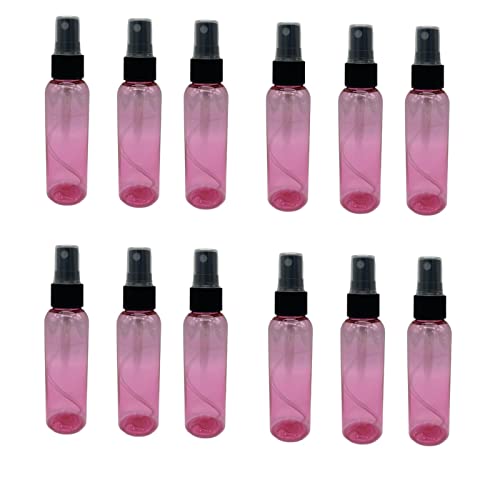 Natural Farms 2 oz Pink Cosmo Plastic Spray Bottles -12 Pack Empty Spray Bottle Refillable - BPA Free - Essential Oils - Aromatherapy | Fine Mist Sprayers with Dust Caps - Made in the USA