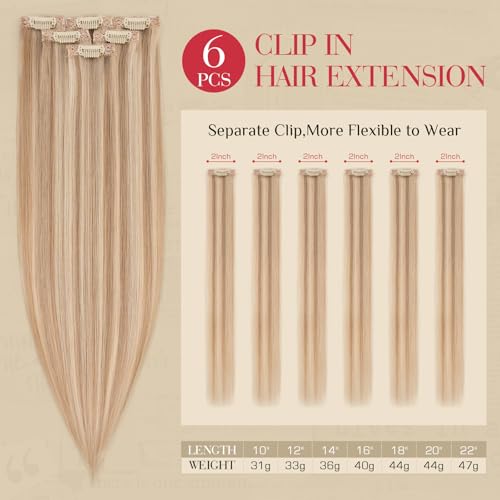 Rich Choices 10 Inch Golden Brown Highlighted Bleach Blonde Clip-In Hair Extensions - Single Clip Wefts for Thin Short Hair