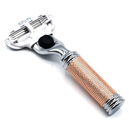 Women’s Travel Razor with 3-Blade Cartridges and Leather Case - Rose Gold
