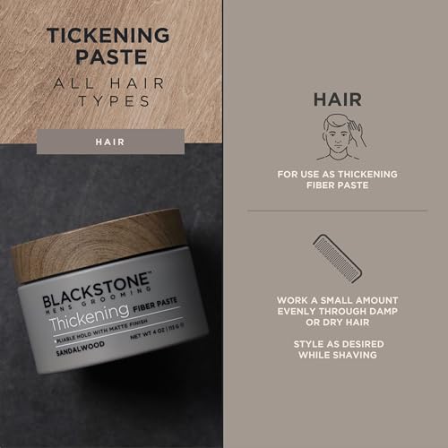 Men's Hair Styling Fiber Paste Gel with Matte Finish - Sandalwood 4 Oz Pack of 2