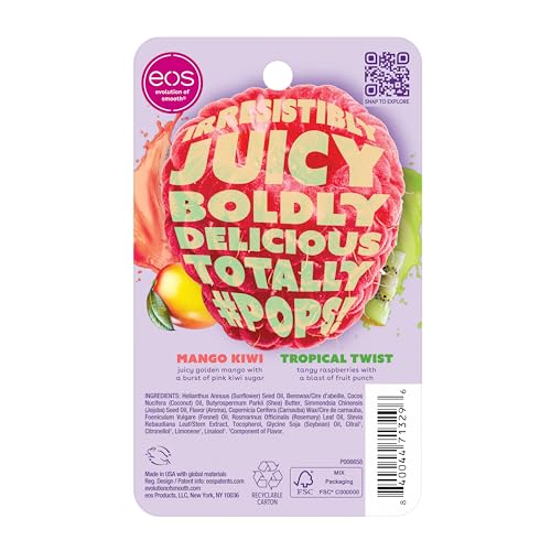 eos Flavorlab Pops! Lip Balm- Mango Kiwi & Tropical Twist, Limited-Edition, 0.14 oz, 2-Pack
