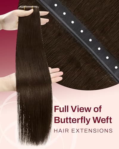 Moresoo Butterfly Weft Hair Extensions - Medium Brown, 14 Inch, 50g, Variation of THIS listing