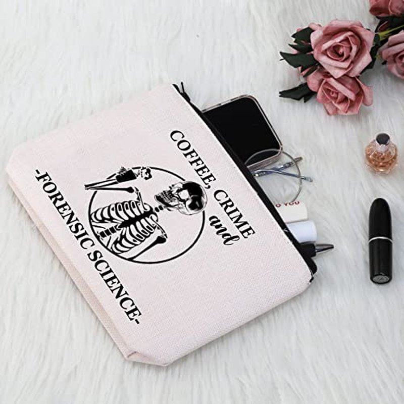 G2TUP Forensic Scientist Gift Coffee Crime And Forensic Science Makeup Bag Forensic Science Investigator Cosmetic Bag Criminologist Gift Travel Bag (And Forensic Science White Bag)