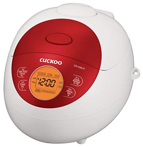 Red CUCKOO Micom Fuzzy Logic Rice Cooker 6-Cup Capacity - Easy-to-Use Digital Control