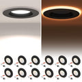 POWERASIA 12 Pack 5/6 Inch Dimmable LED Recessed Lights with Night Light, 5CCT+NT-BK