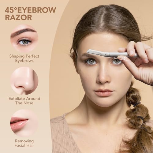 BoxedHome Eyebrow Razor with 11 Blades & Travel Case for Women & Men, Eyebrow Trimmer Shaper, Silver