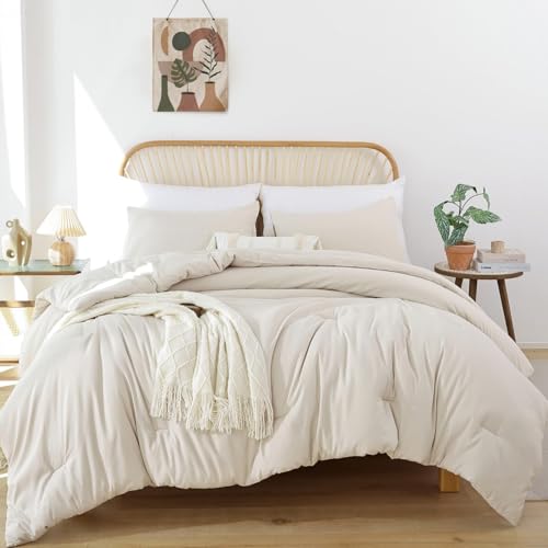 Alaskan King Comforter Set Beige 136x120 Boho Oversized Bedding Quilt