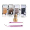 Eyebrow Extensions Premium Kit with 4 Trays of Mink Eyebrows in Light Brown, Brown, Dark Brown, Black, Comes on Mixed Length Trays 5-8 Mm Mix, Eyebrow Premium Glue & Extension Tweezers