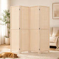 Beige Bamboo Room Divider 67" 4-Panel Freestanding Wall Screen - Detachable & Foldable