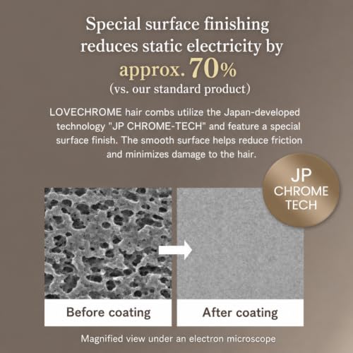 LOVECHROME Tsuki Premium Anti-Static Travel Comb - Black, Hand-Finished Japanese Craftsmanship
