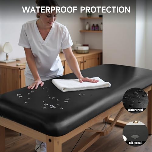 PU Leather Massage Table Cover Wipeable Waterproof & Oilproof 32-Inch Black - 1 PCS