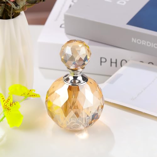 14ML Refillable Champagne Crystal Glass Perfume Bottle with Crystal Stopper - Elegant Design