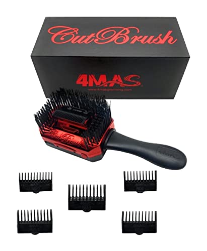 4MAS Self-Grooming Hair Trimmer & Brush Kit Black & Red - Detachable Blade & Comb Attachments