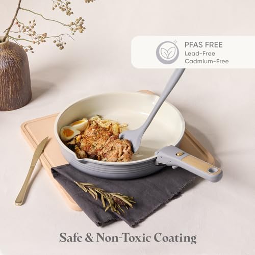 CAROTE 20-Piece Titanium Cookware Set with Detachable Handles - Gradient Grey