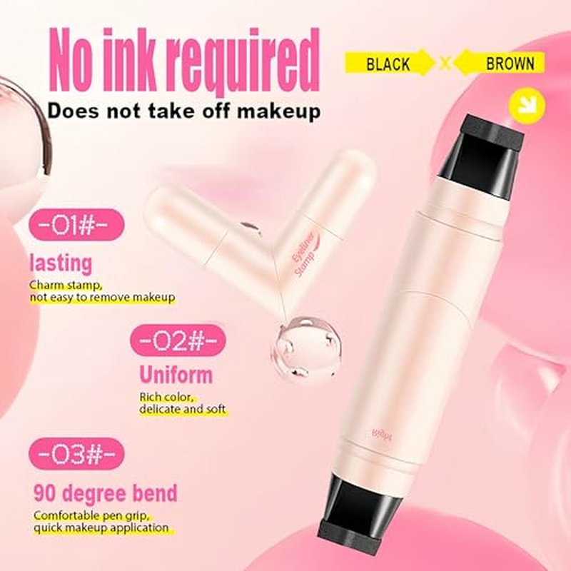 Eyeliner Stamp Upgraded Foldable Eyeliner Stamp for Perfect Wings, Waterproof Eyeliners Tool, Smudge Proof Eyeliners Pen for Beginners, Black