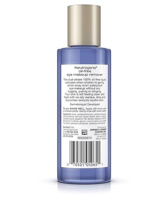 Neutrogena Gentle Oil-Free Eye Makeup Remover & Cleanser for Sensitive Eyes, Non-Greasy Makeup Remover, Waterproof Mascara Remover, Dermatologist & Ophthalmologist Tested, 5.5 fl. oz