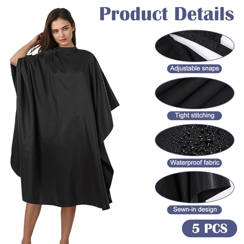 Black Hair Salon Capes 5 Pack Waterproof Barber Capes 55x47 Inches - Variation of THIS listing 5