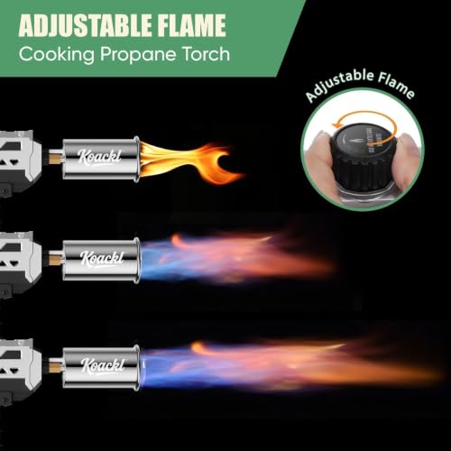KOACKL 2 Pack 24-Inch Propane Torch Gun with Adjustable Flame for BBQ & Camping, Silver & Black