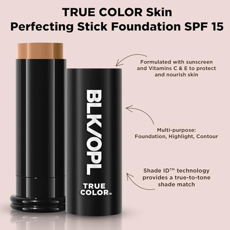 BLK/OPL Skin Perfecting Foundation Stick, SPF 15 Buildable & Blendable Face Foundation Makeup with Matte Finish - Full Coverage, Color Correcting & Sculpting - Hypoallergenic (Heavenly Honey)
