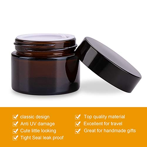 48ml Amber Glass Cosmetic Jars with Lids - 2 oz Pack of 40