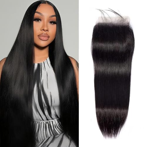 16 Inch Natural Black HD Lace Closure - Straight Brazilian Human Hair Pre Plucked with Baby Hair