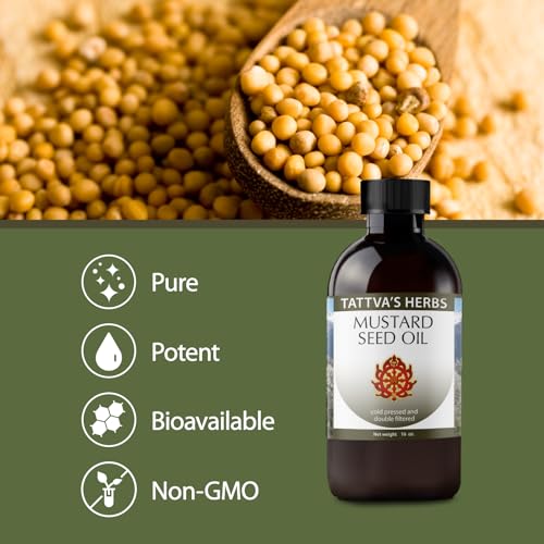 Unrefined Cold-Pressed Mustard Seed Oil for Hair & Skin - 16oz