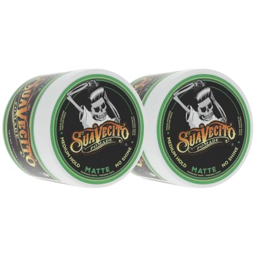 Suavecito Matte Hair Pomade 4 oz Pack of 2 - Medium Hold, Shine-Free, Natural Finish